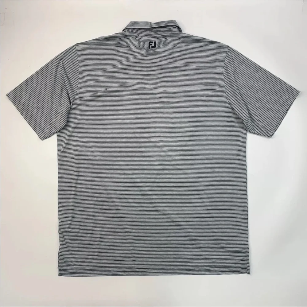 FootJoy Men’s Striped Golf Polo Shirt – Size XXL - Grey and Black - Picture 5 of 6